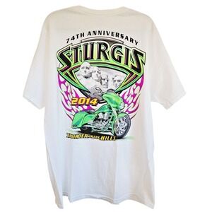 Gildan Sturgis XL Men's Black Hills‎ Rally 74th Anniversary 2014 Biker T-Shirt